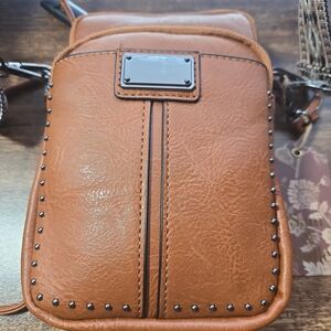 Women’s Tan Crossbody Bag with Stud Detail